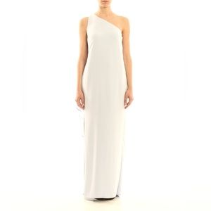 Lauren Ralph Lauren Deannie One Shoulder Draped Evening Dress